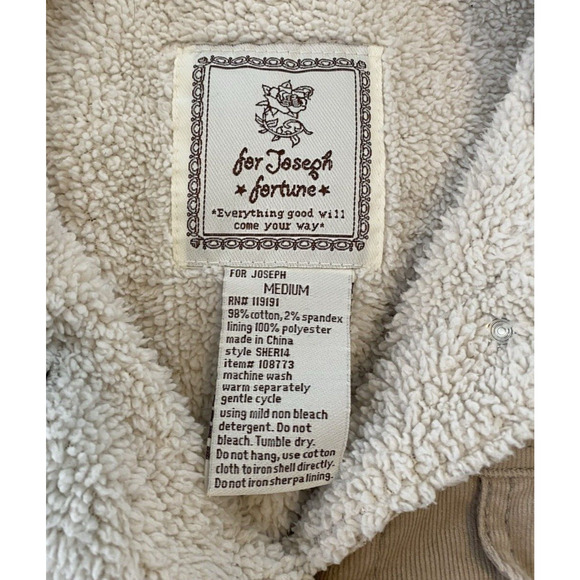 For Joseph Fortune Jacket Womens Medium Beige Corduroy Sherpa Lined Y2K Coat - Picture 11 of 16